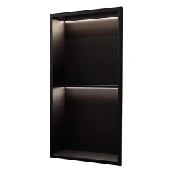Niche De Salle De Bains|Ledimex Niche de Douche Mural Éclairage Led 33 x 63 cm - Rangement Salle de Bain en finition Noir Mat - MARSHALL
