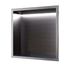 Ledimex Niche de Douche Mural Éclairage Led 33 x 33 cm - Rangement Salle de Bain en finition Noir Métal - INDIC