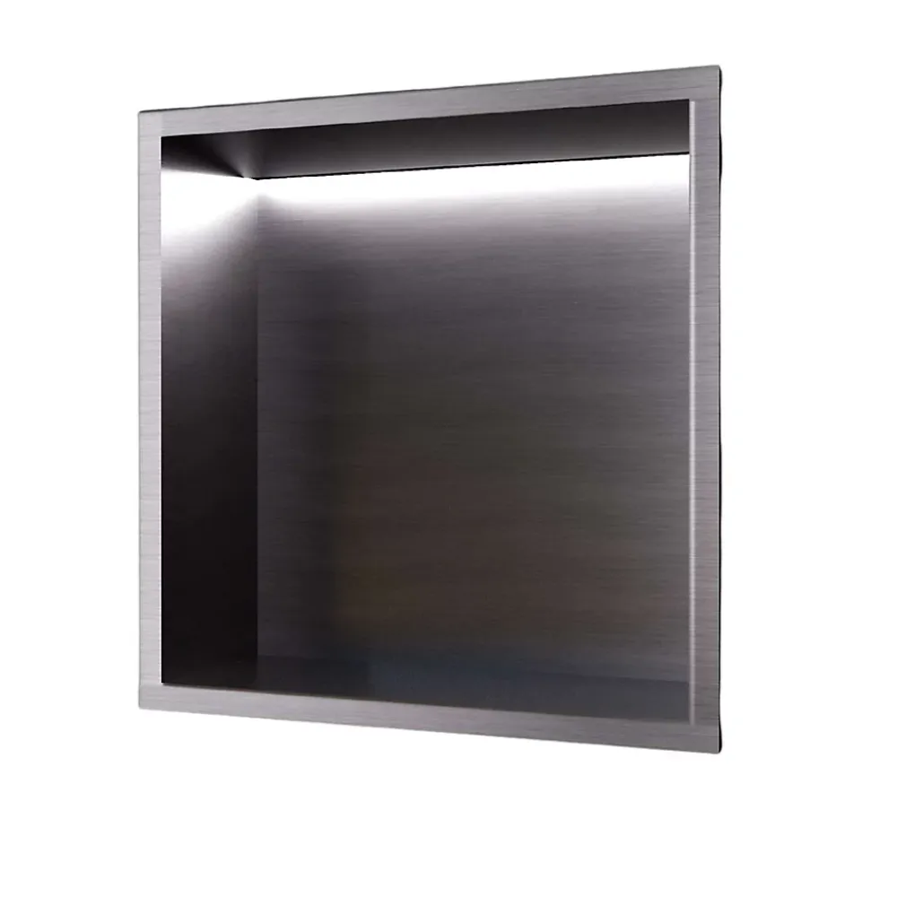 Ledimex Niche de Douche Mural Éclairage Led 33 x 33 cm - Rangement Salle de Bain en finition Noir Métal - INDIC