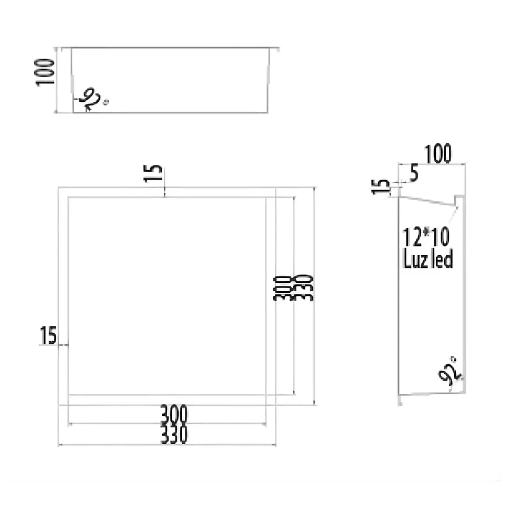 Ledimex Niche de Douche Mural Éclairage Led 33 x 33 cm - Rangement Salle de Bain en finition Noir Métal - INDIC
