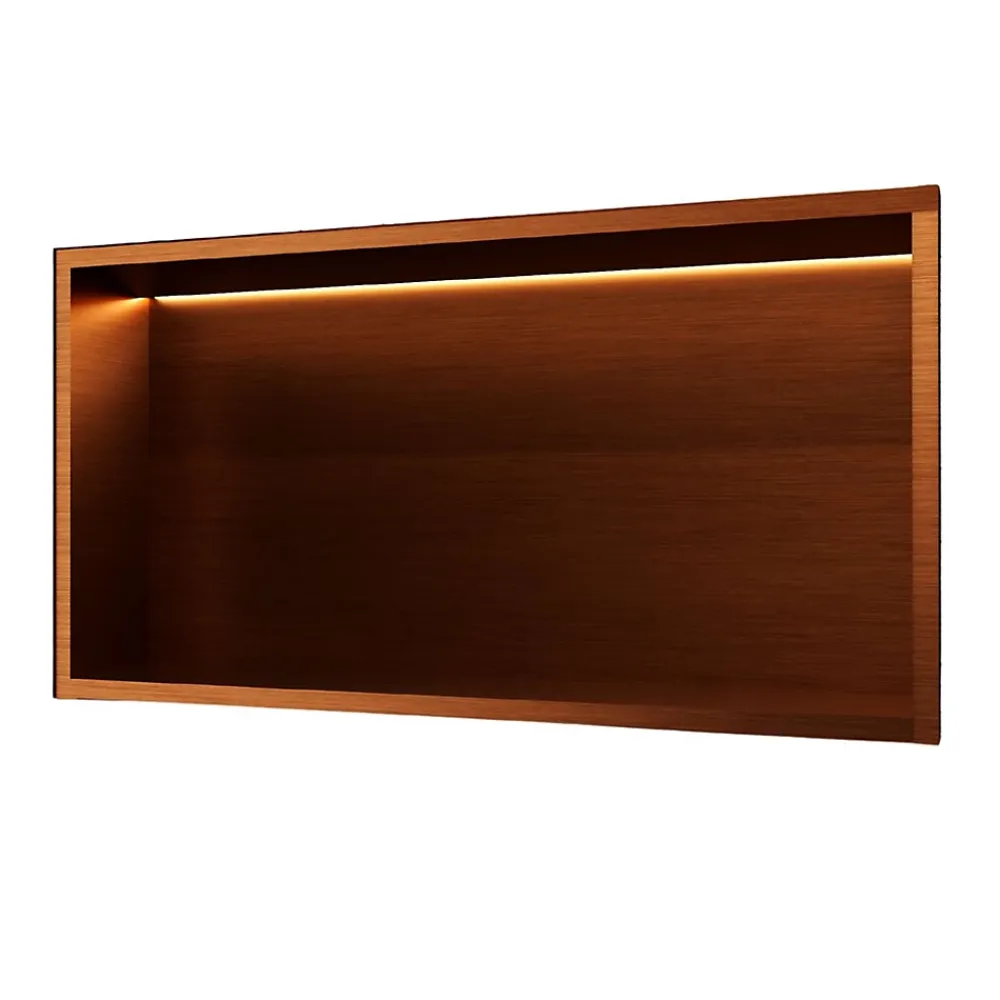 Ledimex Niche de Douche Mural Éclairage Led 63 x 33 cm - Rangement Salle de Bain en finition Cuivré - OCEANIC
