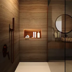 Niche De Salle De Bains|Ledimex Niche de Douche Mural Éclairage Led 63 x 33 cm - Rangement Salle de Bain en finition Niquel Brossé - OCEANIC