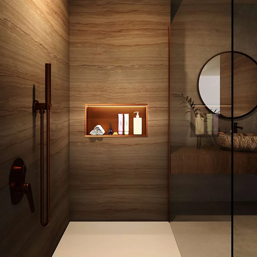 Niche De Salle De Bains|Ledimex Niche de Douche Mural Éclairage Led 63 x 33 cm - Rangement Salle de Bain en finition Blanc Satiné - OCEANIC