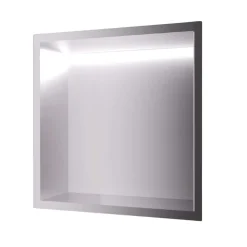 Niche De Salle De Bains|Ledimex Niche de Douche Mural Éclairage Led 33 x 33 cm - Rangement Salle de Bain en finition Niquel Brossé - INDIC