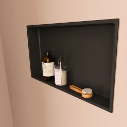 Niche De Salle De Bains|Italbox Niche de Douche Noir Satiné - 30x60 cm - Rangement Mural Salle de Bain - NOOK