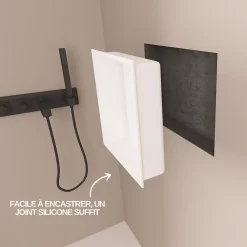 Italbox Niche de Douche Noir Satiné - 30x30 cm - Rangement Mural Salle de Bain - NOOK