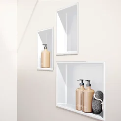 Italbox Niche de Douche Noir Satiné - 30x30 cm - Rangement Mural Salle de Bain - NOOK