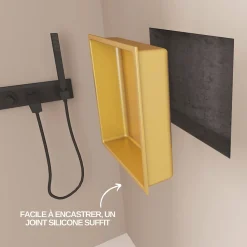 Niche De Salle De Bains|Italbox Niche de Douche Or Satiné - 30x30 cm - Rangement Mural Salle de Bain - NOOK