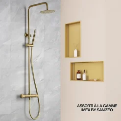 Italbox Niche de Douche Or Satiné - 30x60 cm - Rangement Mural Salle de Bain - NOOK