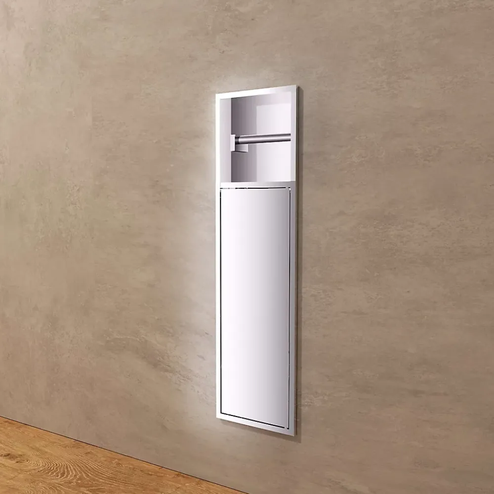 Niche De Salle De Bains|Ledimex Niche de WC 17 x 60 cm - Rangement Mural Encastrable en finition Niquel Brossé - EGEAN