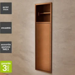 Ledimex Niche de WC 17 x 60 cm - Rangement Mural Encastrable en finition Cuivré - EGEAN