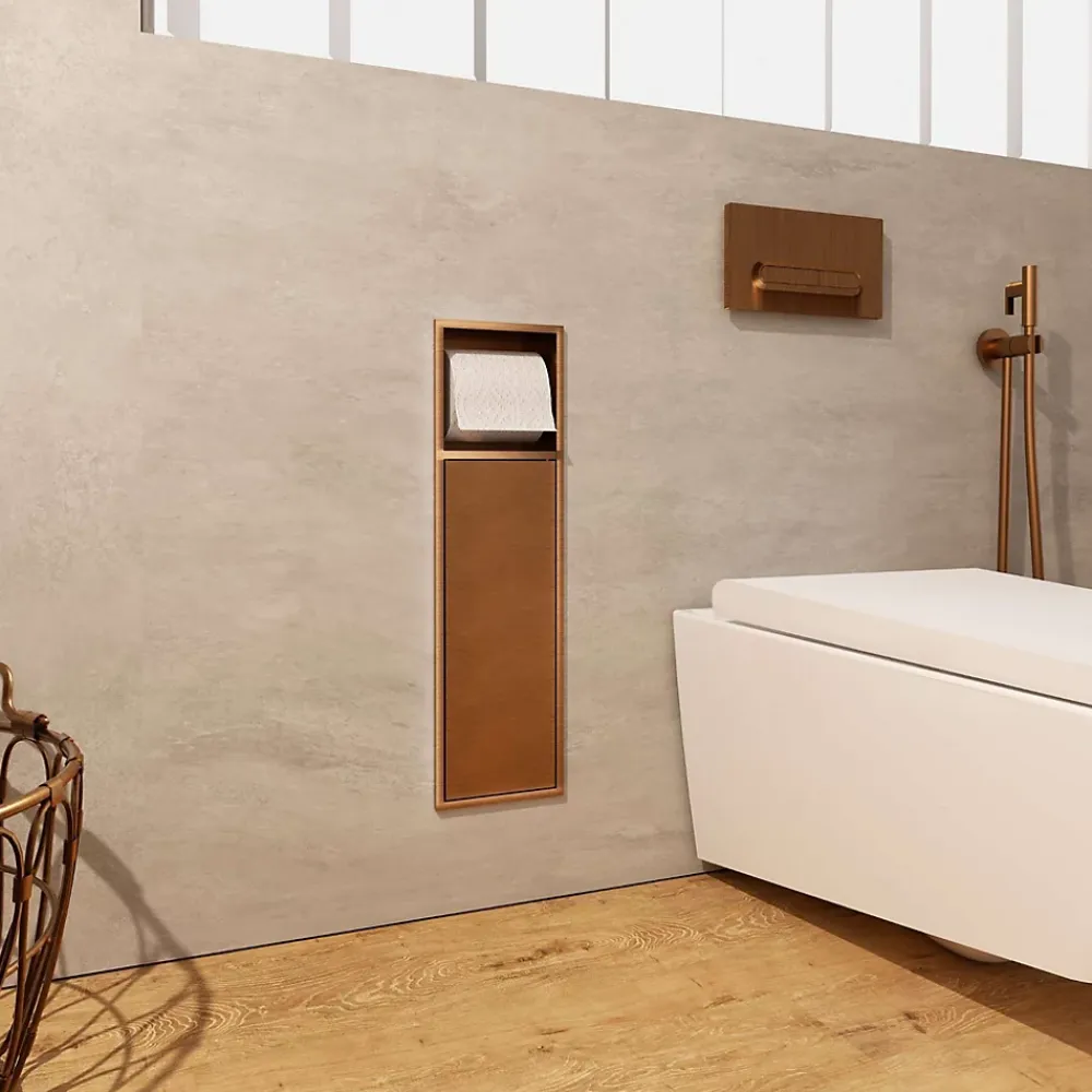 Ledimex Niche de WC 17 x 60 cm - Rangement Mural Encastrable en finition Cuivré - EGEAN