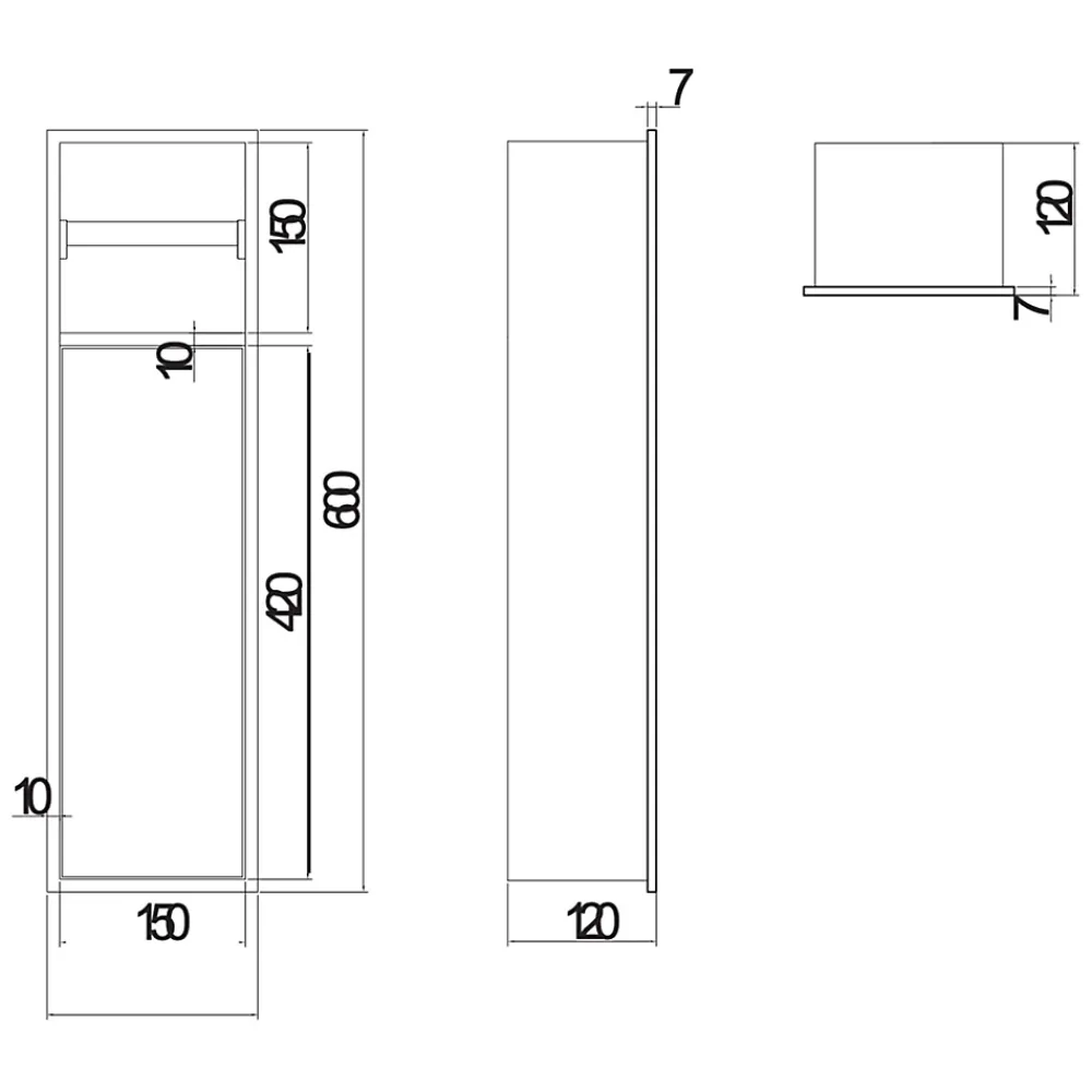 Ledimex Niche de WC 17 x 60 cm - Rangement Mural Encastrable en finition Cuivré - EGEAN