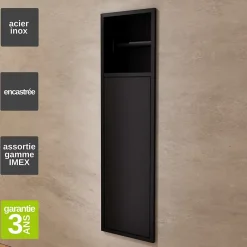 Niche De Salle De Bains|Ledimex Niche de WC 17 x 60 cm - Rangement Mural Encastrable en finition Noir Mat - EGEAN