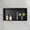 Sirhona Niche inox 600x300x100mm - Encastrée + Bac à douche + Verticale / Horizontale + Noir mat