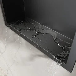 Sirhona Niche inox 600x300x100mm - Encastrée + Bac à douche + Verticale / Horizontale + Noir mat
