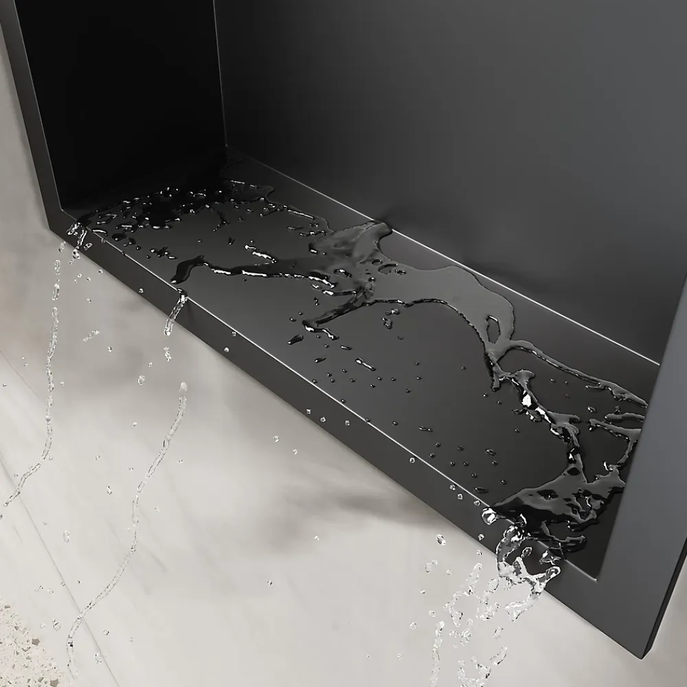 Sirhona Niche inox 600x300x100mm - Encastrée + Bac à douche + Verticale / Horizontale + Noir mat