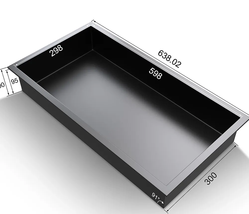 Sirhona Niche inox 600x300x100mm - Encastrée + Bac à douche + Verticale / Horizontale + Noir mat