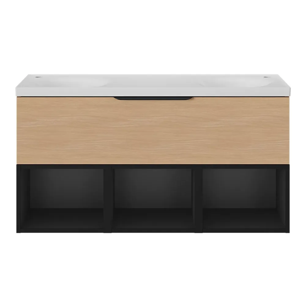 Meuble Sous-Vasque|GoodHome Niche l.40 x H.30 x P.45 cm noir mat Kentia