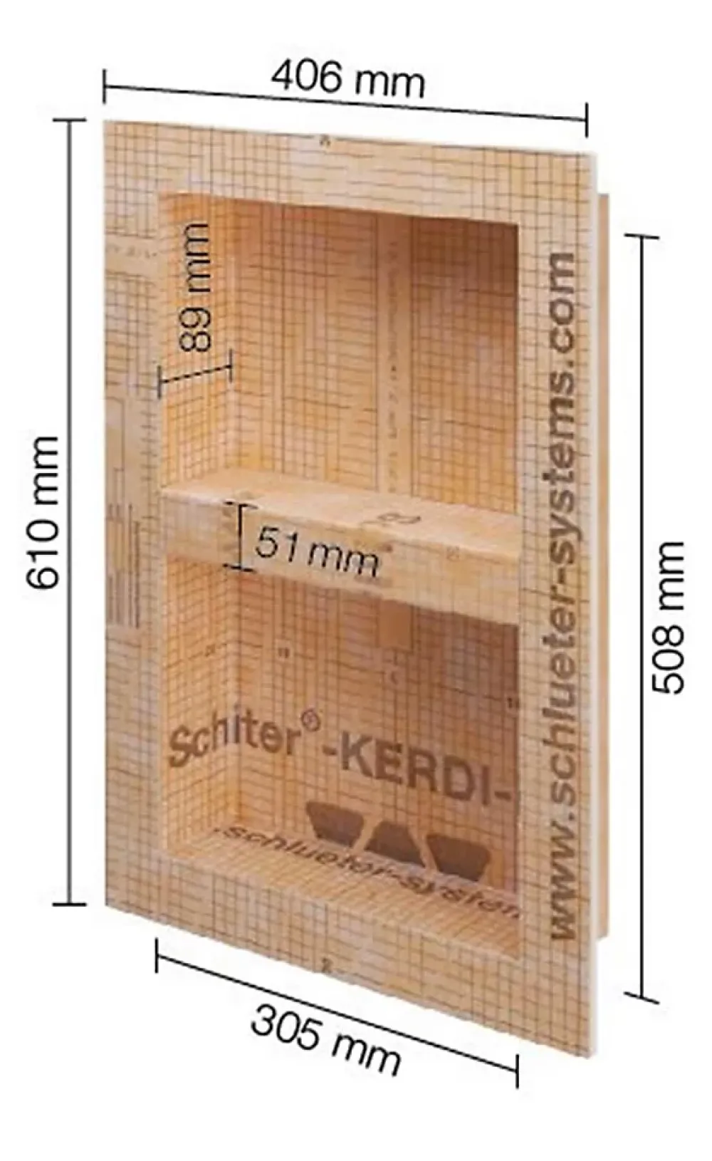 Etagère Salle De Bains|Schluter Niche murale à carreler KERDI-BOARD-N - 305 x 508 x 89 mm - Sans tablette