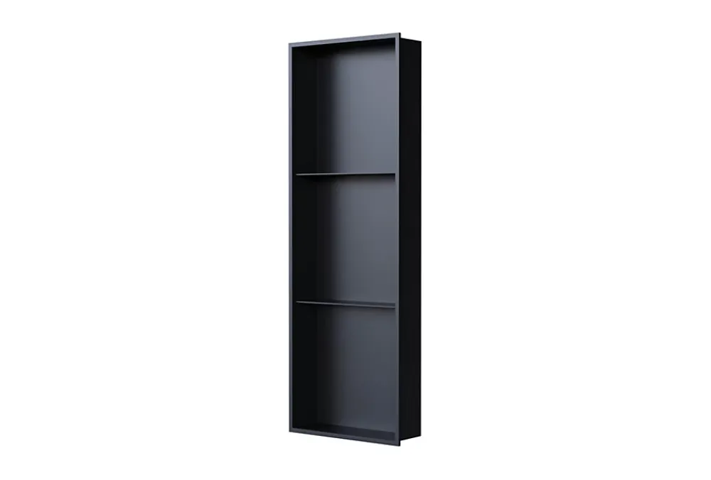 Niche De Salle De Bains|Bernstein Niche murale de douche avec rebords, étagère encastrable douche acier inox avec compartiments - 90x30x10cm - NT309010X Noir