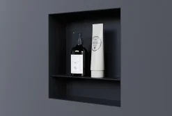 Bernstein Niche murale de douche avec rebords, étagère encastrable douche acier inox avec compartiment - 30x30x10cm - NT303010X Noir