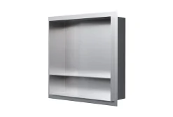 Bernstein Niche murale de douche avec rebords, étagère encastrable douche acier inox avec compartiment - 30x30x10cm - NT303010X Acier brossé