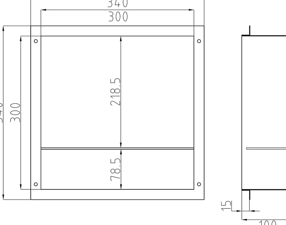 Bernstein Niche murale de douche avec rebords, étagère encastrable douche acier inox avec compartiment - 30x30x10cm - NT303010X Acier brossé