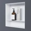 Bernstein Niche murale de douche avec rebords, étagère encastrable douche acier inox avec compartiment - 30x30x10cm - NT303010X Blanc