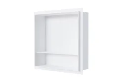 Bernstein Niche murale de douche avec rebords, étagère encastrable douche acier inox avec compartiment - 30x30x10cm - NT303010X Blanc