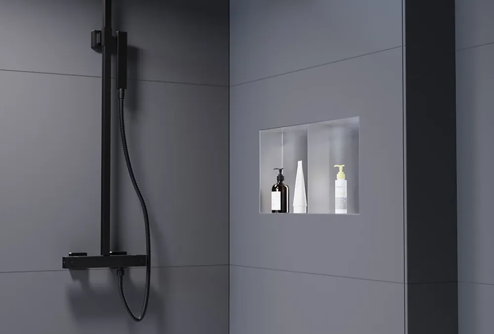 Niche De Salle De Bains|Bernstein Niche murale de douche sans rebords, étagère encastrable douche acier inox - 60x30x10cm - NT306010X Acier brossé
