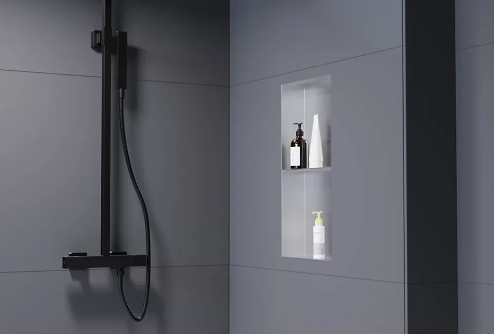 Niche De Salle De Bains|Bernstein Niche murale de douche sans rebords, étagère encastrable douche acier inox - 60x30x10cm - NT306010X Acier brossé
