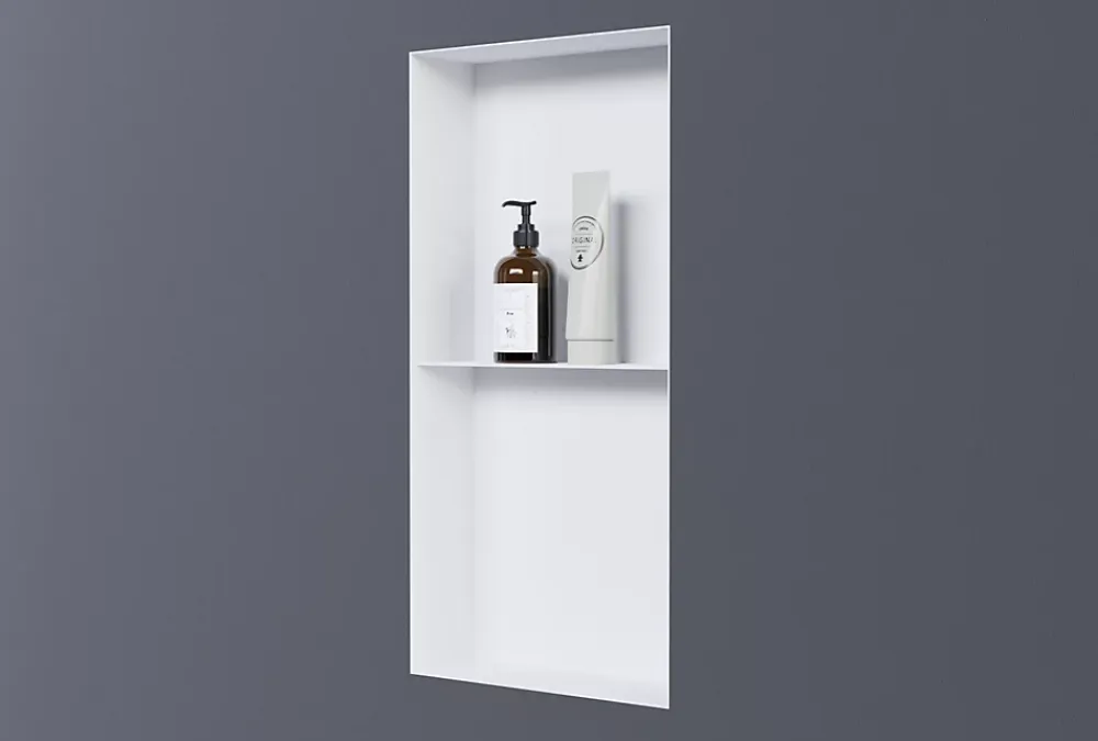Niche De Salle De Bains|Bernstein Niche murale de douche sans rebords, étagère encastrable douche acier inox - 60x30x10cm - NT306010X Blanc