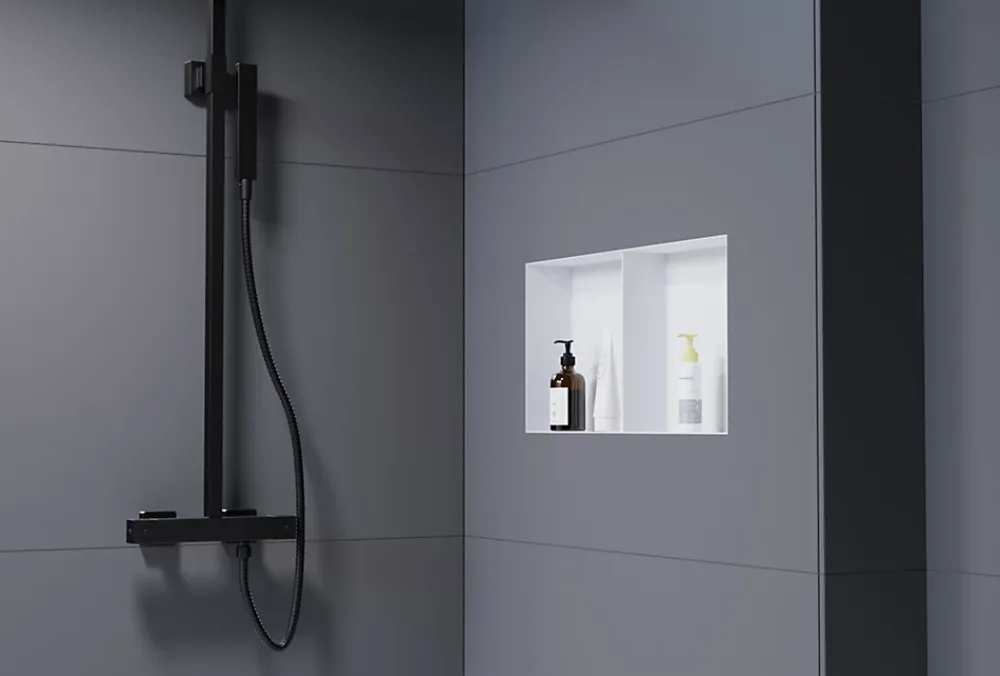 Niche De Salle De Bains|Bernstein Niche murale de douche sans rebords, étagère encastrable douche acier inox - 60x30x10cm - NT306010X Blanc