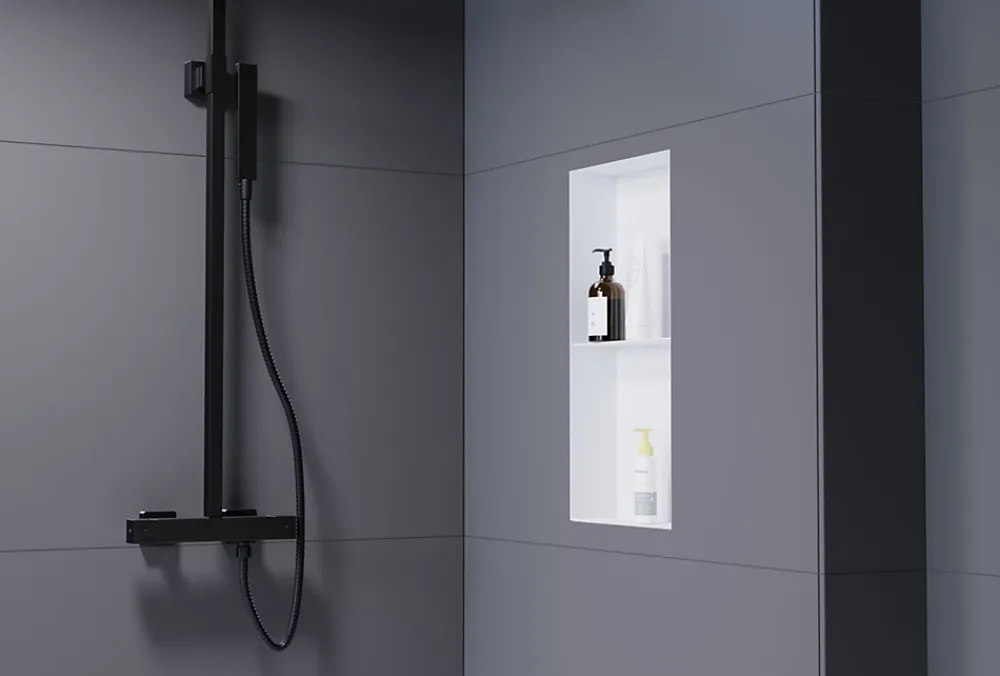 Niche De Salle De Bains|Bernstein Niche murale de douche sans rebords, étagère encastrable douche acier inox - 60x30x10cm - NT306010X Blanc