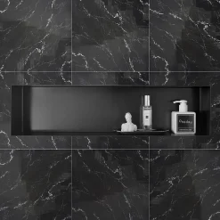 Niche De Salle De Bains|Bernstein Niche murale de douche, étagère encastrable douche acier inox sans cadre - 15x60x10cm - BS156010 Blanc