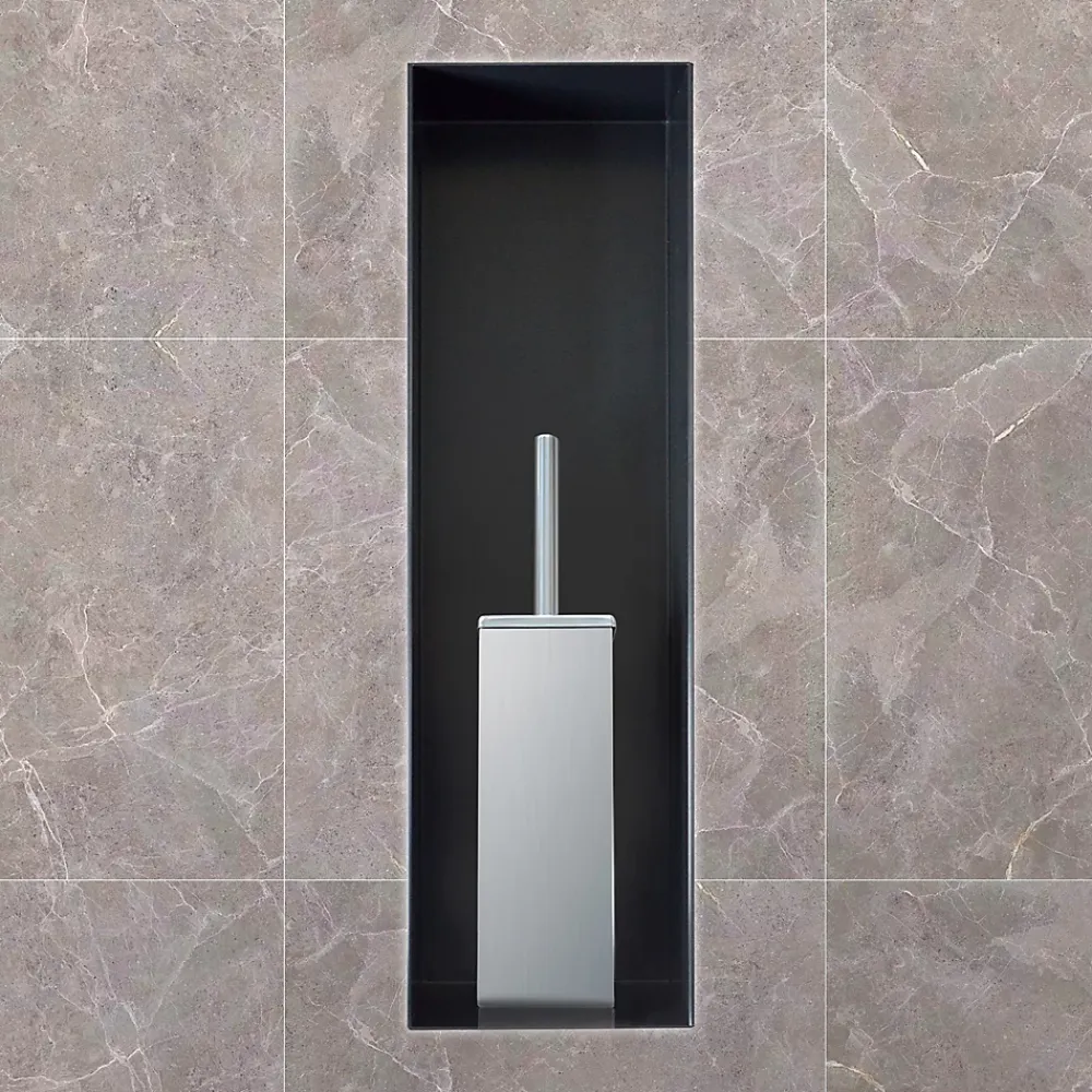 Niche De Salle De Bains|Bernstein Niche murale de douche, étagère encastrable douche acier inox sans cadre - 15x60x10cm - BS156010 Blanc