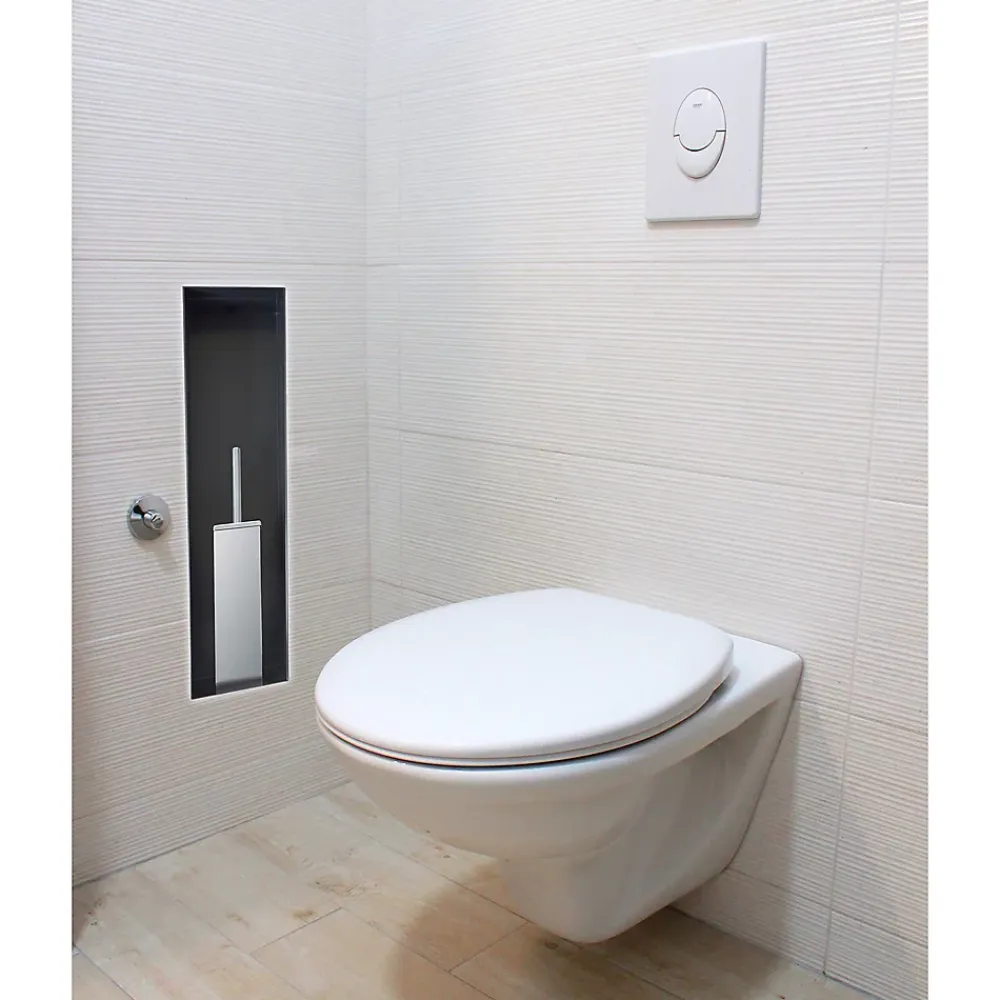 Niche De Salle De Bains|Bernstein Niche murale de douche, étagère encastrable douche acier inox sans cadre - 15x60x10cm - BS156010 Blanc