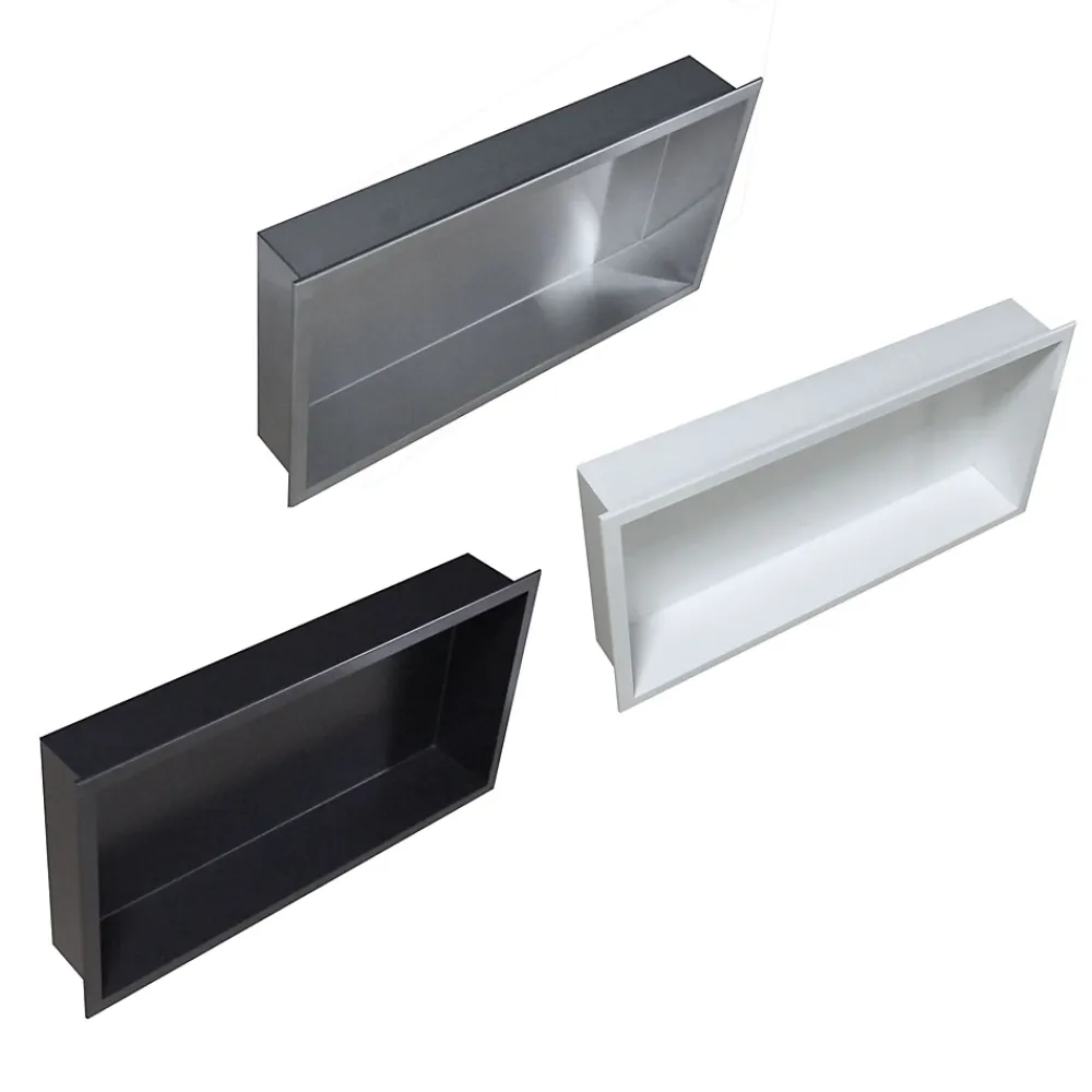 Niche De Salle De Bains|Bernstein Niche murale de douche, étagère encastrable douche acier inox - 60x30x10cm - BS603010 Blanc