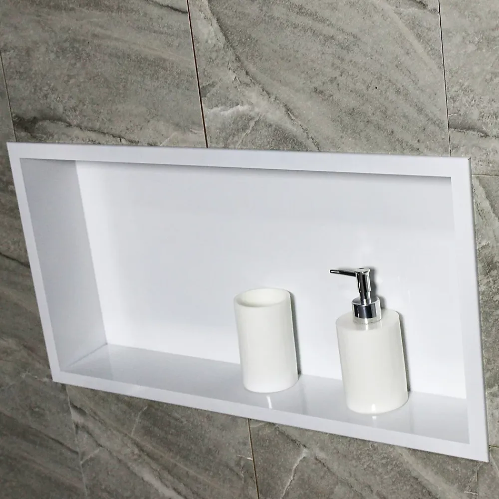 Niche De Salle De Bains|Bernstein Niche murale de douche, étagère encastrable douche acier inox - 60x30x10cm - BS603010 Blanc