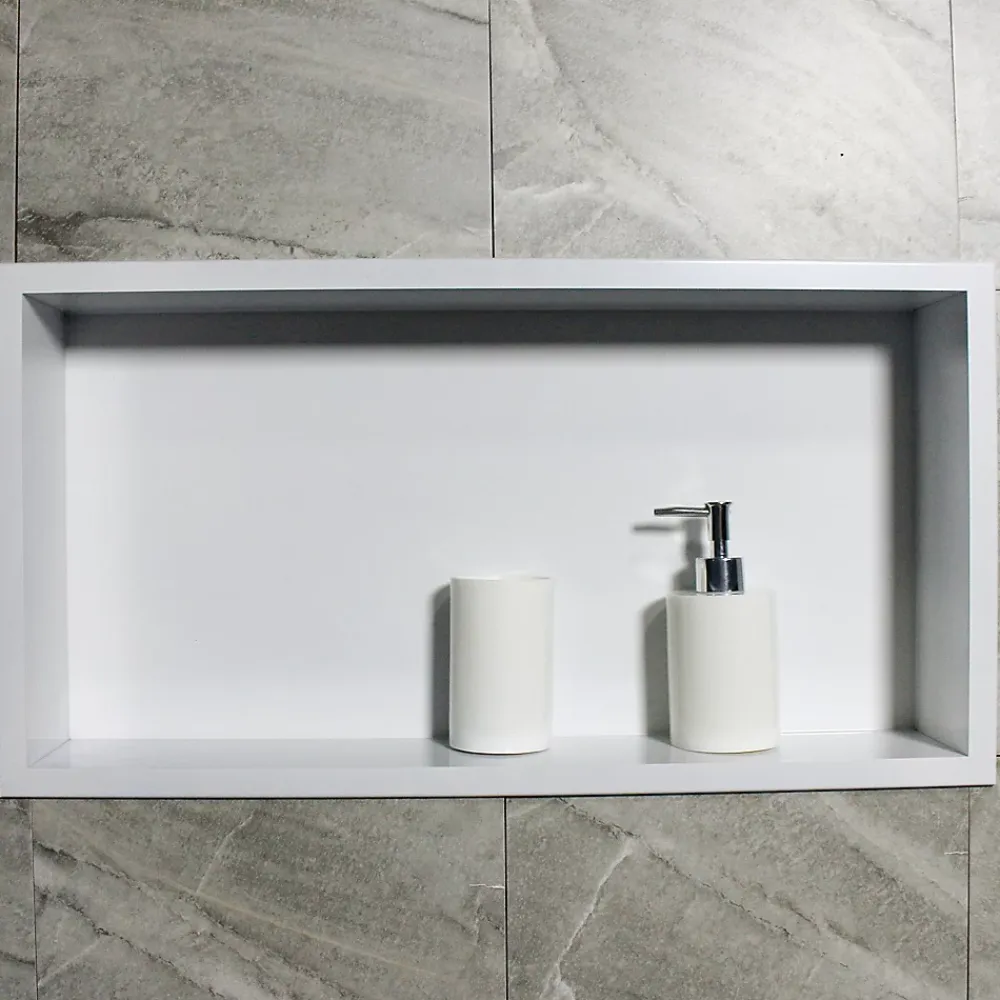 Niche De Salle De Bains|Bernstein Niche murale de douche, étagère encastrable douche acier inox - 60x30x10cm - BS603010 Blanc