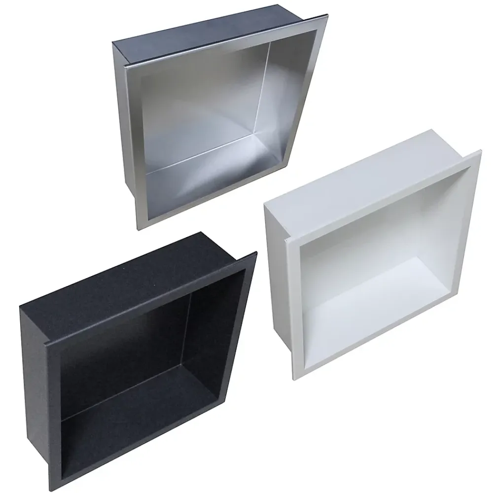 Niche De Salle De Bains|Bernstein Niche murale de douche, étagère encastrable douche acier inox - 30x30x10cm - BS303010 Blanc