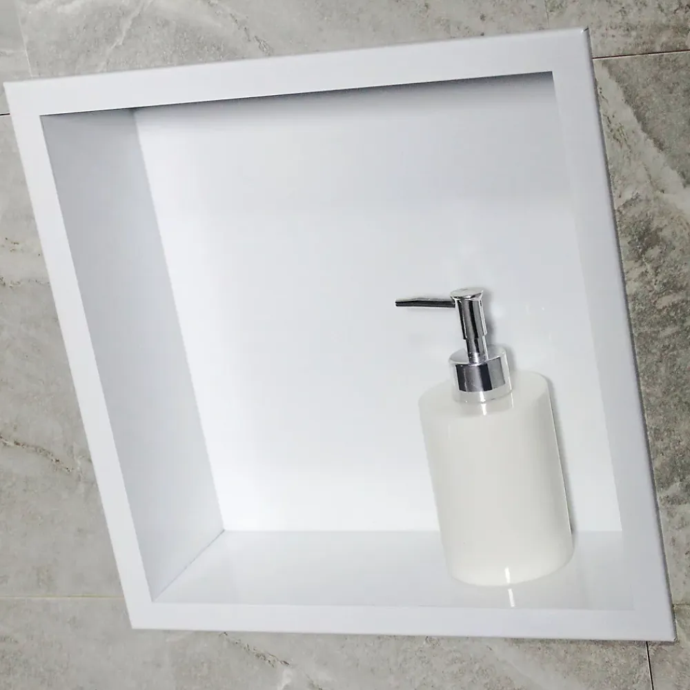 Niche De Salle De Bains|Bernstein Niche murale de douche, étagère encastrable douche acier inox - 30x30x10cm - BS303010 Blanc