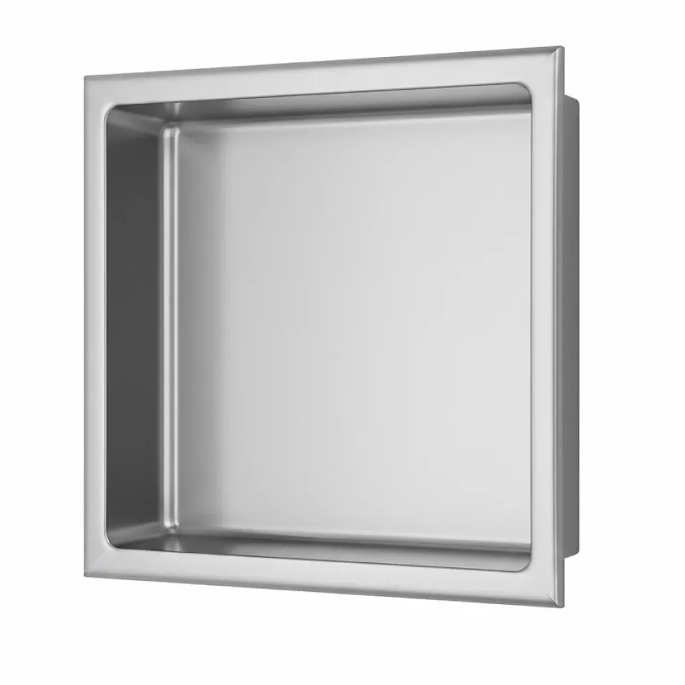Sanitaire Niche murale de douche, étagère encastrable douche acier Inox Brossé - 30x30cm