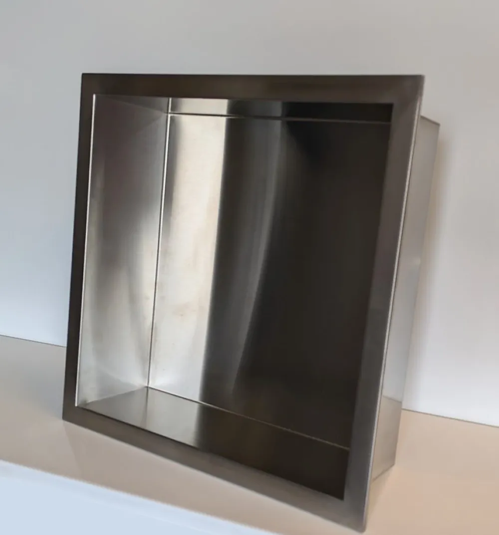 Sanitaire Niche murale de douche, étagère encastrable douche acier Inox Brossé - 30x30cm