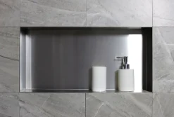 Niche De Salle De Bains|Bernstein Niche murale de douche, étagère encastrable douche acier inox, sans rebord - 60x30x10cm - BS603010 Acier brossé