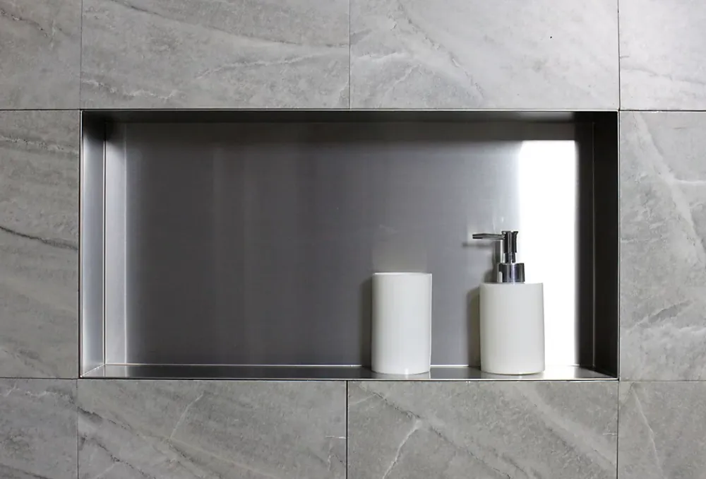 Niche De Salle De Bains|Bernstein Niche murale de douche, étagère encastrable douche acier inox, sans rebord - 60x30x10cm - BS603010 Acier brossé