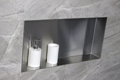 Niche De Salle De Bains|Bernstein Niche murale de douche, étagère encastrable douche acier inox, sans rebord - 60x30x10cm - BS603010 Acier brossé