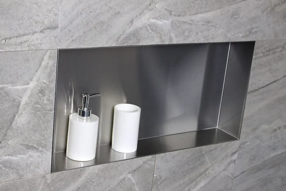 Niche De Salle De Bains|Bernstein Niche murale de douche, étagère encastrable douche acier inox, sans rebord - 60x30x10cm - BS603010 Acier brossé