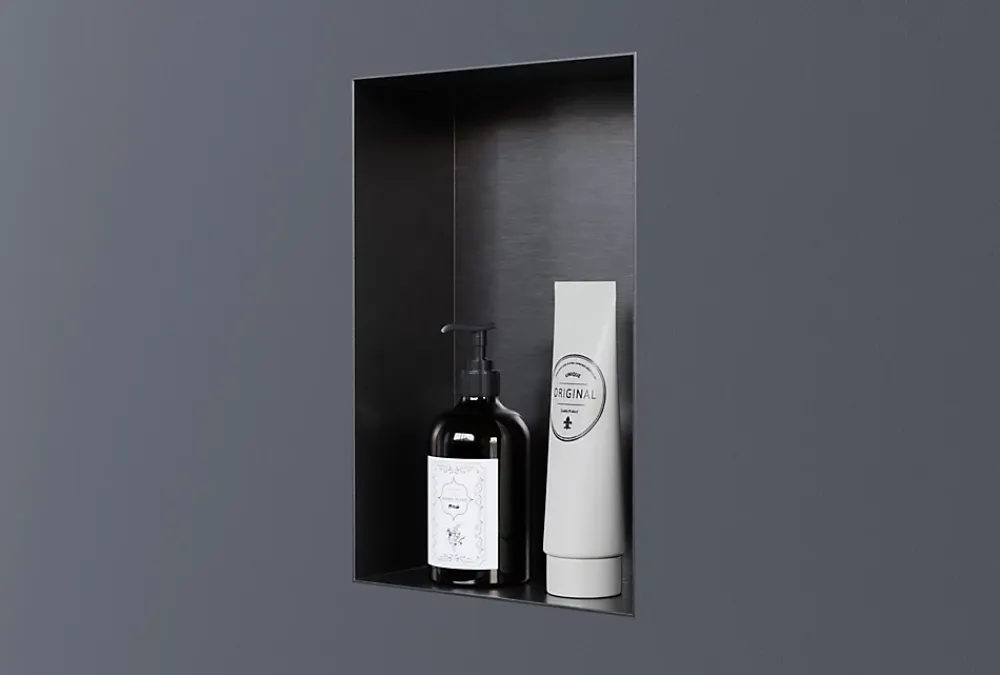Niche De Salle De Bains|Bernstein Niche murale de douche, étagère encastrable douche acier inox sans cadre - 30x20x10cm - NT203010X Gun métal